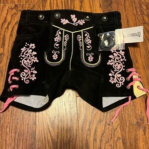 BAVARIAN WOMEN'S LEDERHOSEN suede embroidered shorts